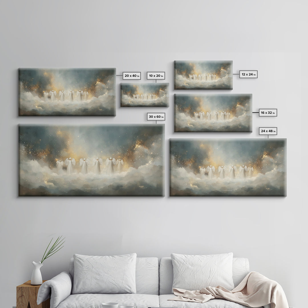 Angelic Gathering - Framed Canvas Print - Christian Art Canvas - Large Christian Art - Christian Christmas Decorations - Christian Painting
