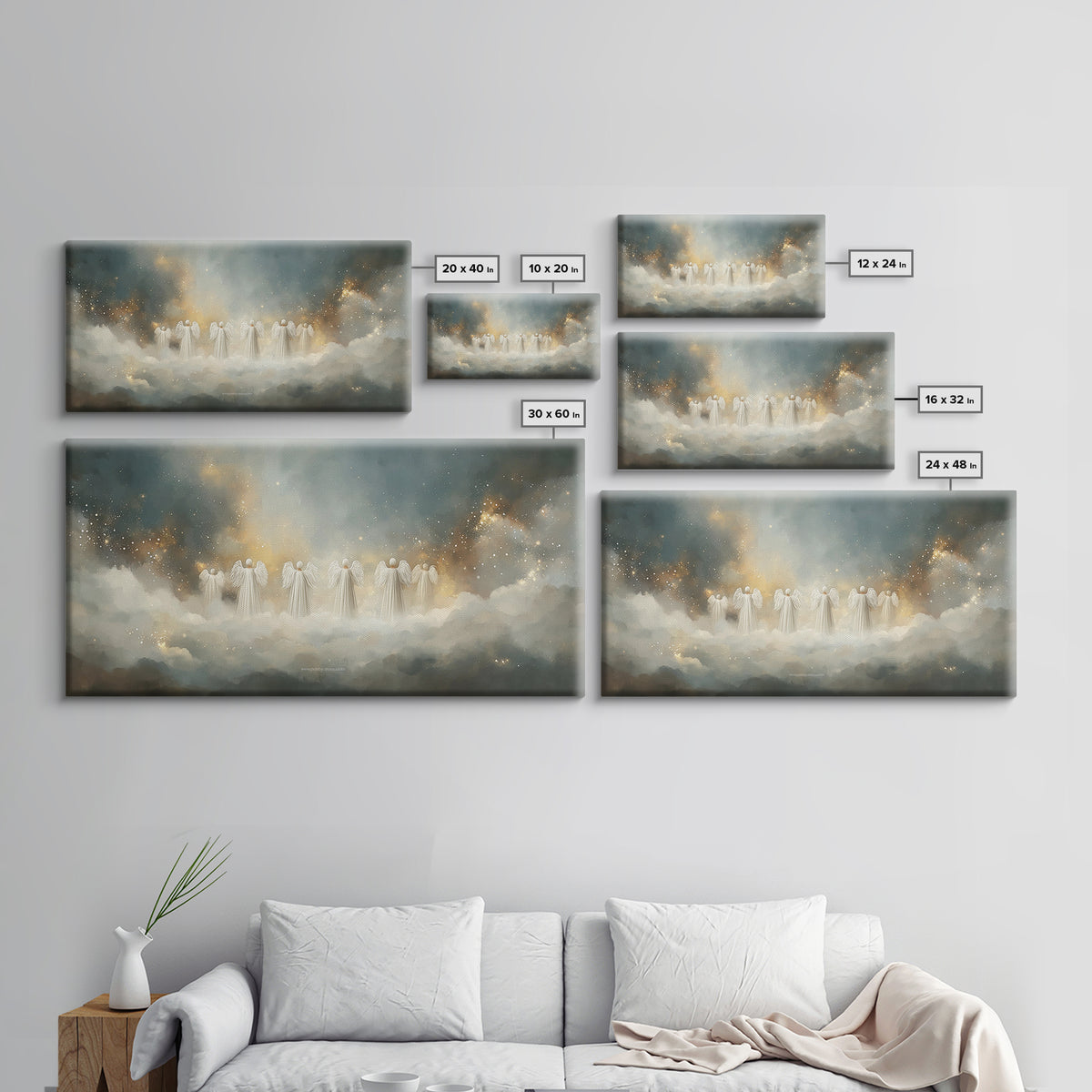 Angelic Gathering - Framed Canvas Print - Christian Art Canvas - Large Christian Art - Christian Christmas Decorations - Christian Painting