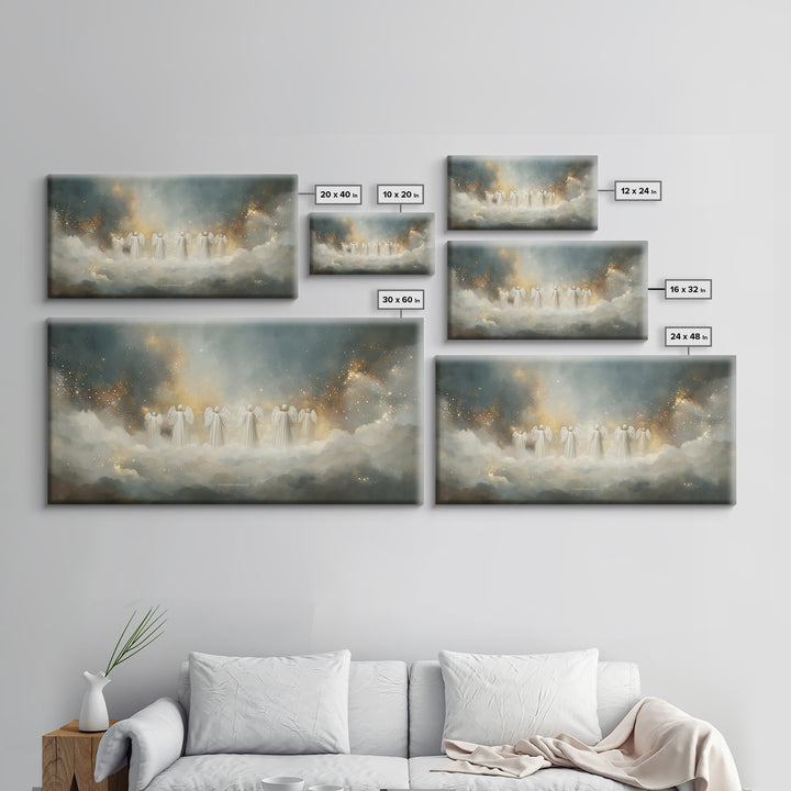 Angelic Gathering - Framed Canvas Print - Christian Art Canvas - Large Christian Art - Christian Christmas Decorations - Christian Painting