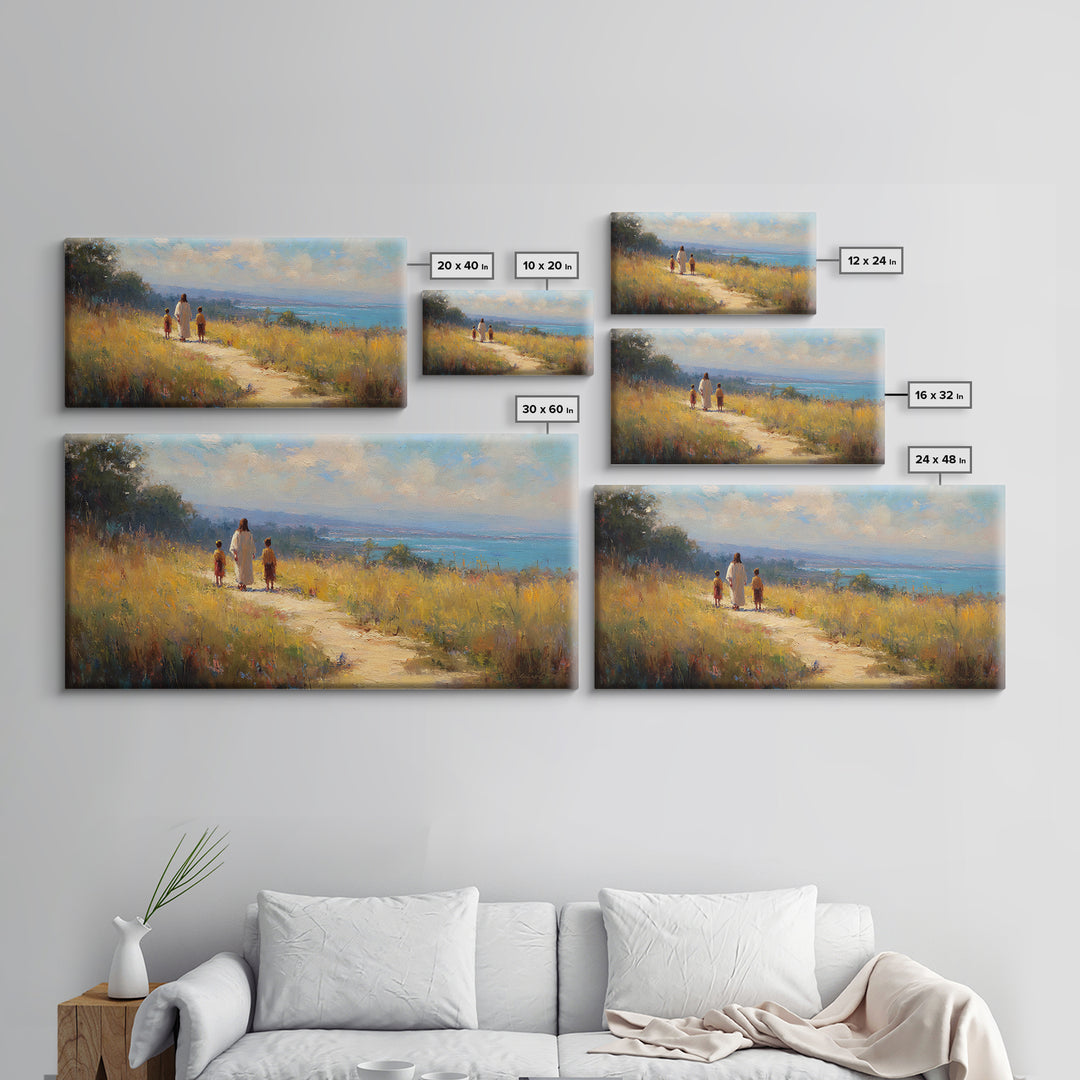 Sunlit Journey – Framed Canvas Print – Jesus Painting – Christian Wall Art – Christian Art Canvas – Christian Art – Christian Gift Ideas