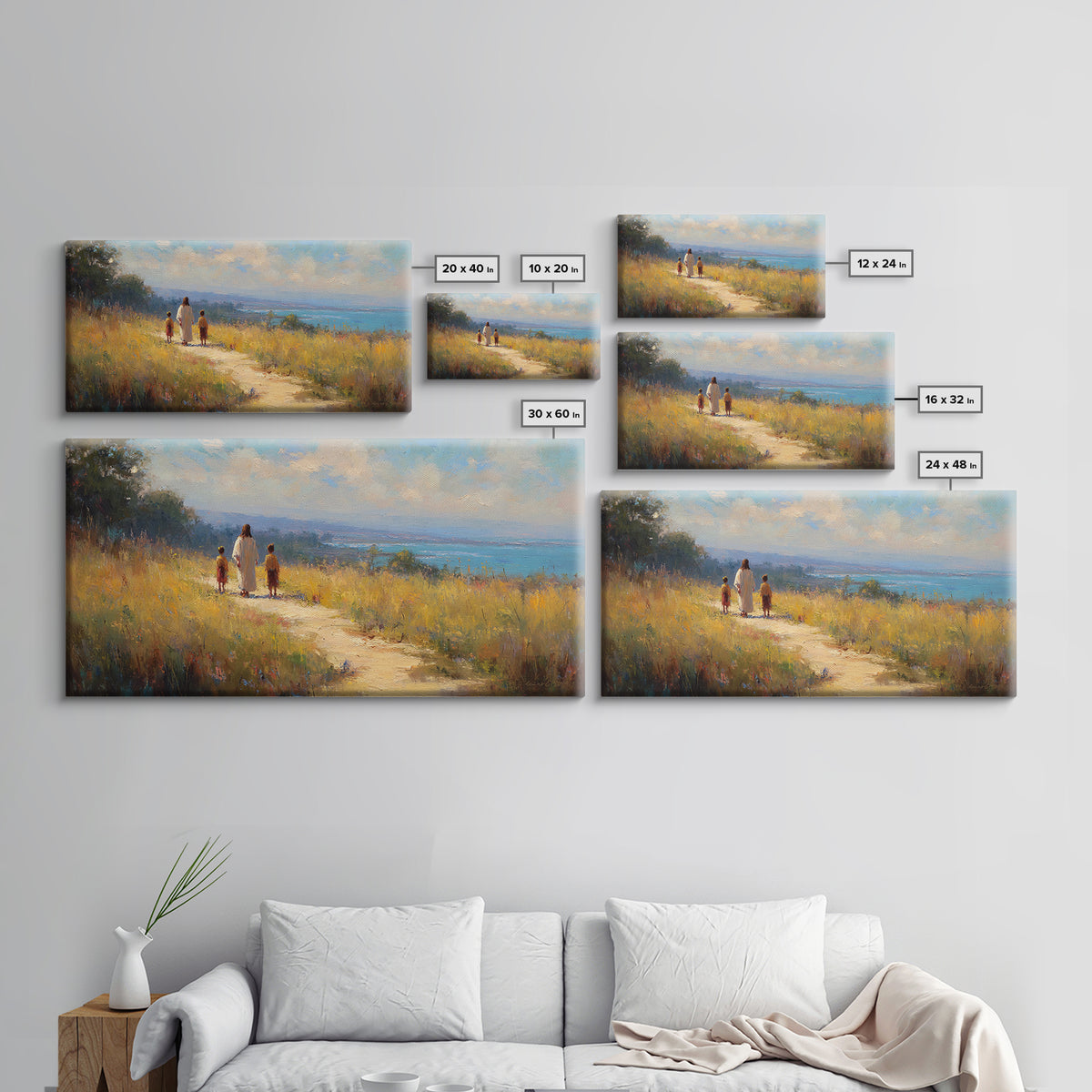 Sunlit Journey – Framed Canvas Print – Jesus Painting – Christian Wall Art – Christian Art Canvas – Christian Art – Christian Gift Ideas
