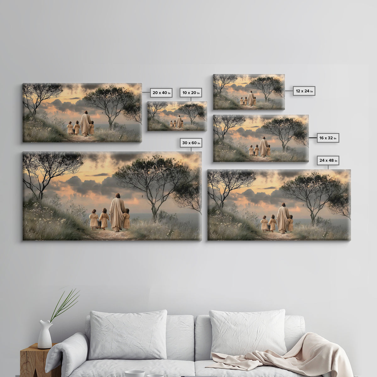 Evening Shepherd Guide – Framed Canvas Print – Jesus Painting – Christian Wall Art – Christian Art Canvas – Large Christian Painting – Chri