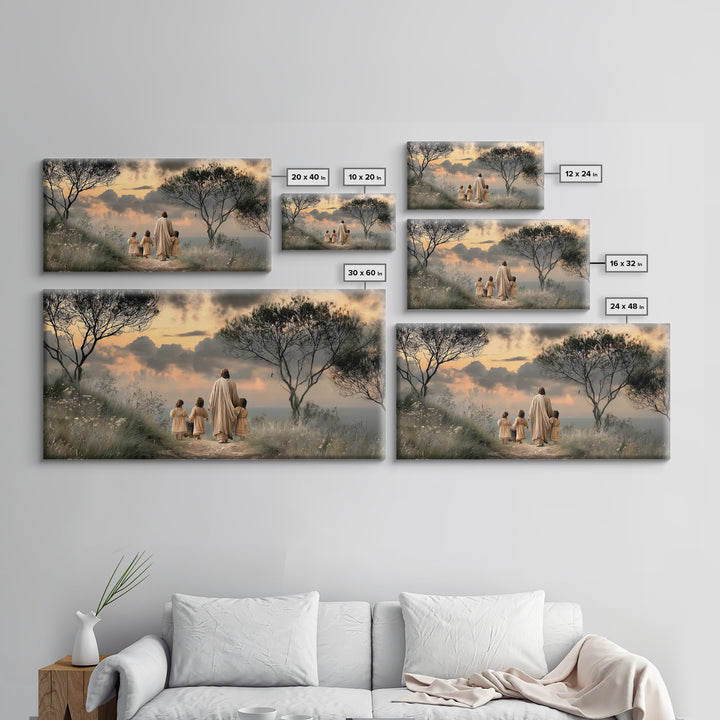 Evening Shepherd Guide – Framed Canvas Print – Jesus Painting – Christian Wall Art – Christian Art Canvas – Large Christian Painting – Chri
