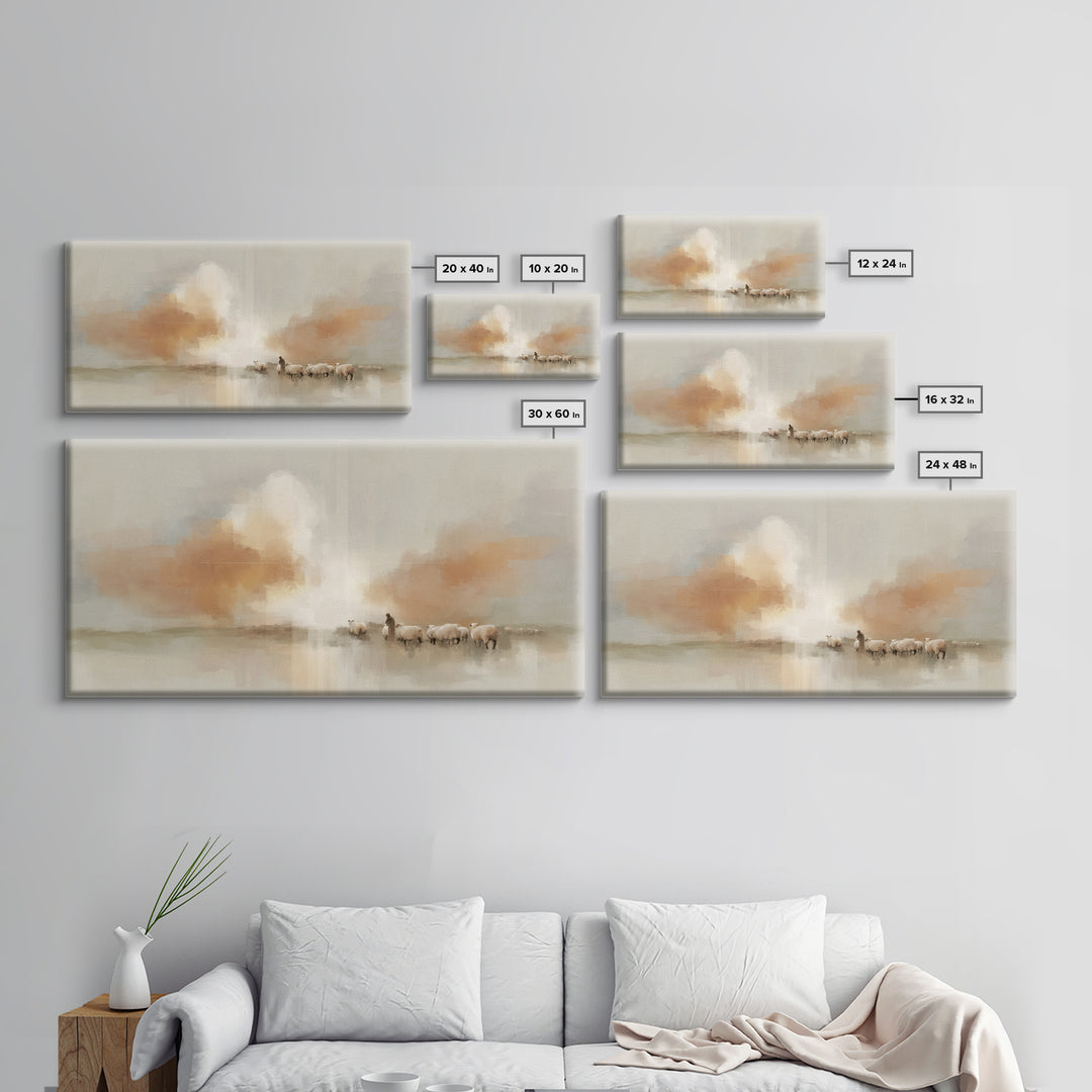 Soft Horizon Grace – Framed Canvas Print – Christian Art Painting – Christian Wall Art – Subtle Christian Art – Christian Art Canvas – Chri