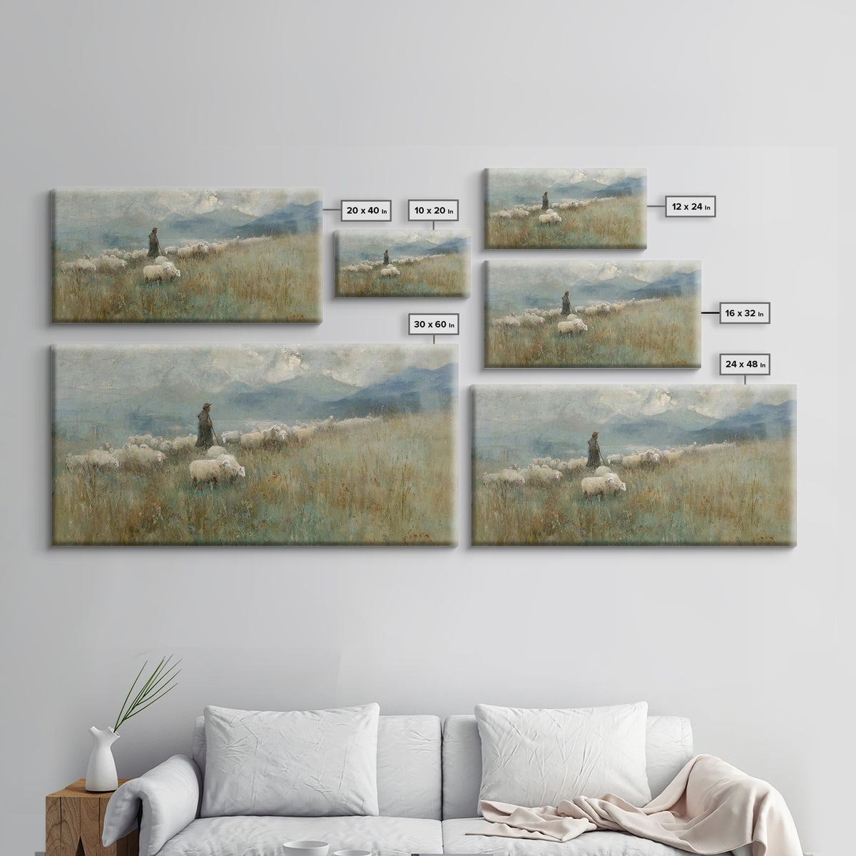 Mountain Shepherd Path – Framed Canvas Print – Christian Wall Art – Jesus Painting – Christian Art Canvas – Vintage Christian Art – Christi