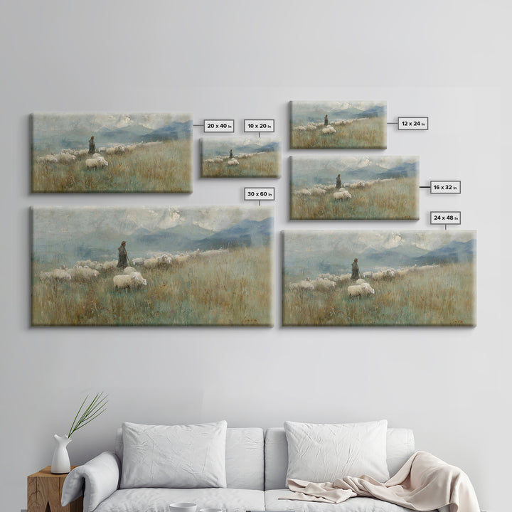 Mountain Shepherd Path – Framed Canvas Print – Christian Wall Art – Jesus Painting – Christian Art Canvas – Vintage Christian Art – Christi