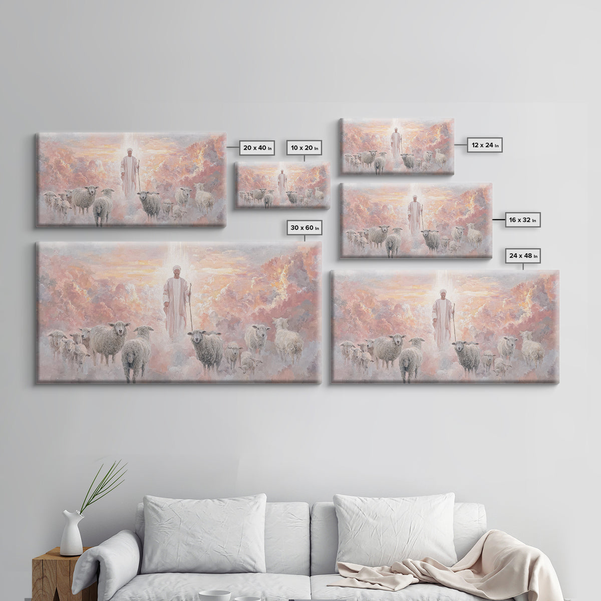 Glory Of The Shepherd – Framed Canvas Print – Jesus Painting – Christian Art Canvas – Christian Christmas Art – Christian Wall Art – Large