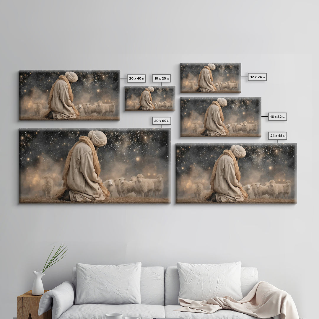 The Guiding Star – Framed Canvas Print – Christian Wall Art – Jesus Painting – Christian Art Canvas – Christian Christmas Art – Pastoral Sc