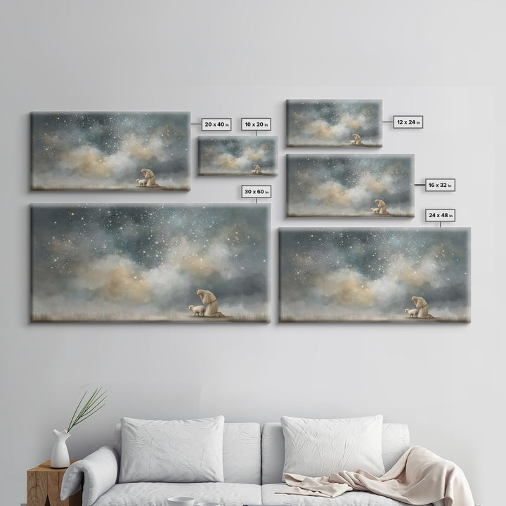 Shepherd’s Peace, Framed Canvas Print, Christian Wall Art, Christian Art Canvas, Jesus Painting, Christian Christmas Art, Christmas Art Pri