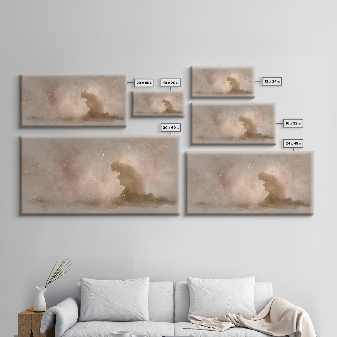 Sacred Stillness | Framed Canvas Print | Christian Art Canvas | Christian Wall Art | Christmas Art | Christian Christmas Decor | Jesus Pain
