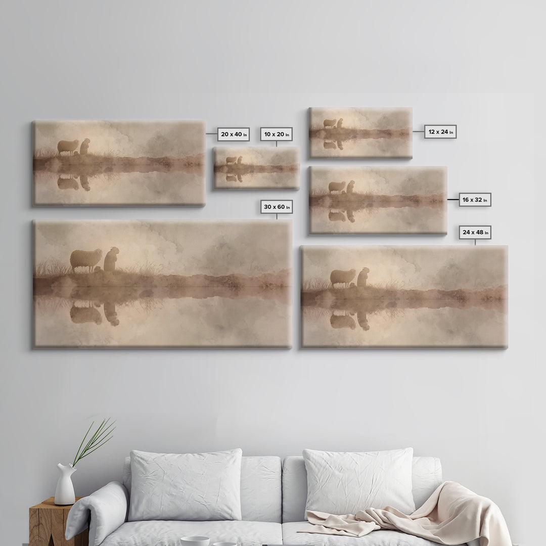 Soft Pasture Light, Framed Canvas Print, Christian Art Canvas, Christian Wall Art, Christian Art Prints, Christian Gift, Subtle Christian A