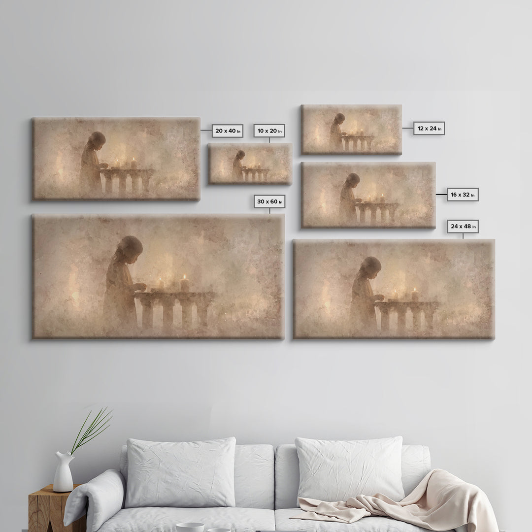 Soft Prayer Light - Framed Canvas Print - Subtle Christian Art - Christian Wall Art - Christmas Art Prints - Christian Decoration - Modern