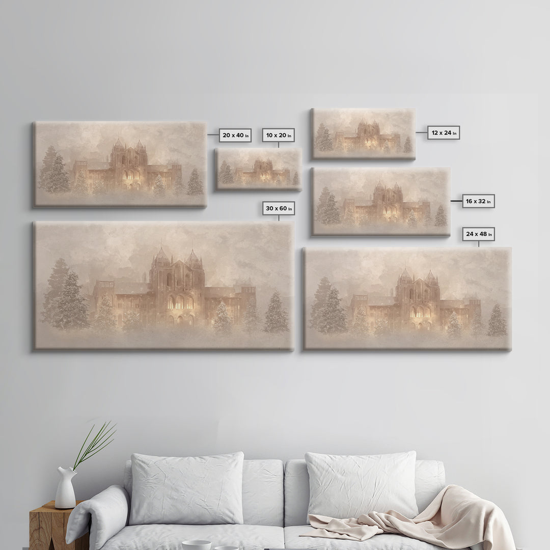 Sanctuary In Snow – Framed Canvas Print – Christian Wall Art – Vintage Christmas Art – Christian Art Canvas – Christmas Wall Art – Christia