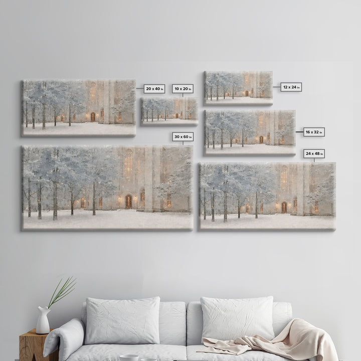 Evening Chapel Glow – Framed Canvas Print – Christian Wall Art – Christian Art Canvas – Subtle Christian Art – Christmas Art Prints – Chris