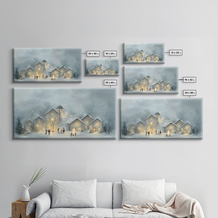 Bethlehem Village Glow – Framed Canvas Print – Christian Christmas Art – Christian Art Canvas – Christmas Canvas Wall Art – Christian Decor