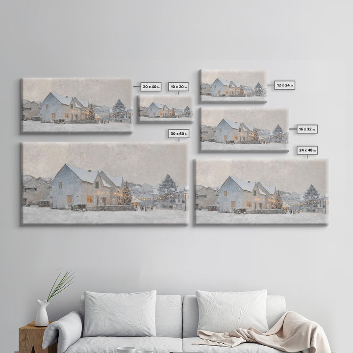 Winter Skaters Peace – Framed Canvas Print – Vintage Christmas Art – Christmas Wall Art – Christian Art Canvas – Christmas Art Prints – Chr