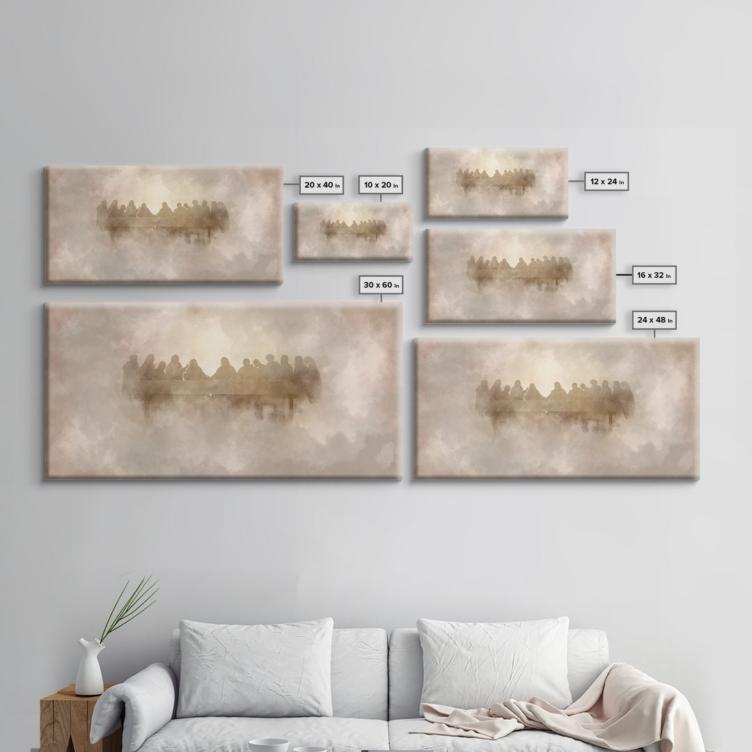 Heavenly Communion, Framed Canvas Print, Christian Art Canvas, Moody Christian Art, Christian Wall Art, Jesus Painting, Christmas Art