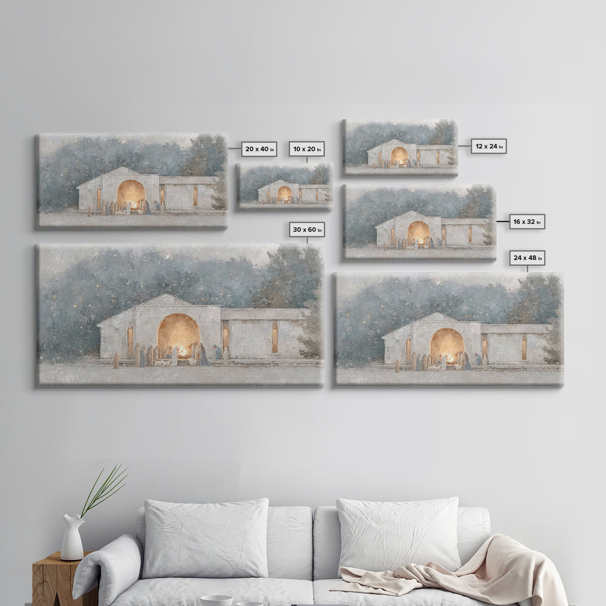 Nativity Light | Framed Canvas Print | Christian Christmas Art | Christian Wall Art | Christian Art Canvas | Folk Art Christmas | Jesus Chr