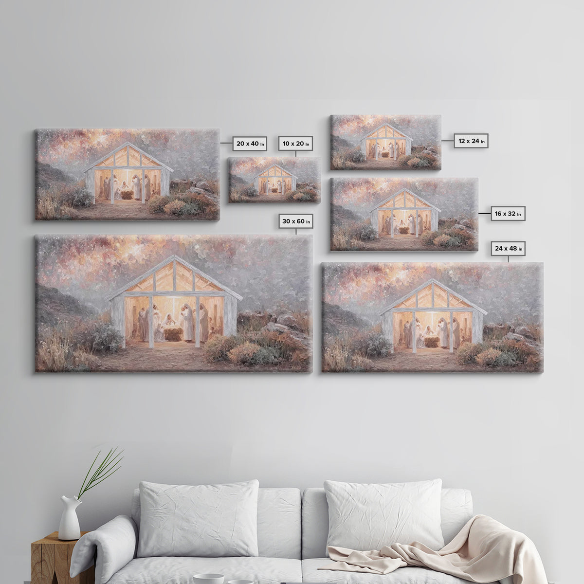 Starry Manger Light, Framed Canvas Print, Christian Christmas Art, Christian Wall Art, Christian Art Canvas, Jesus Christmas Art, Christmas