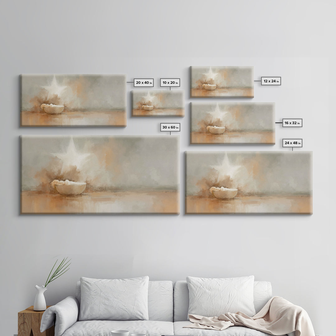 Nativity Star – Framed Canvas Print – Christian Christmas Art – Christian Art Canvas – Birth Of Jesus Painting – Christmas Art Work – Chris