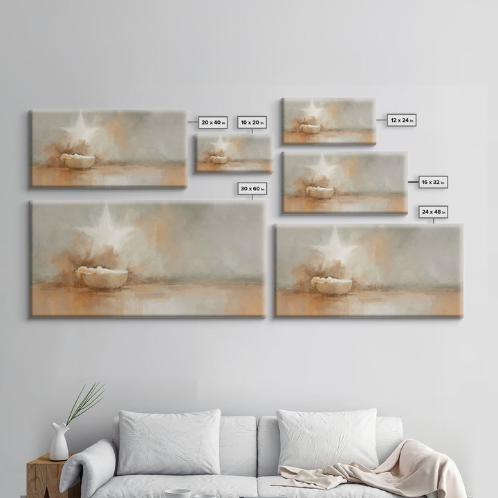 Nativity Star – Framed Canvas Print – Christian Christmas Art – Christian Art Canvas – Birth Of Jesus Painting – Christmas Art Work – Chris