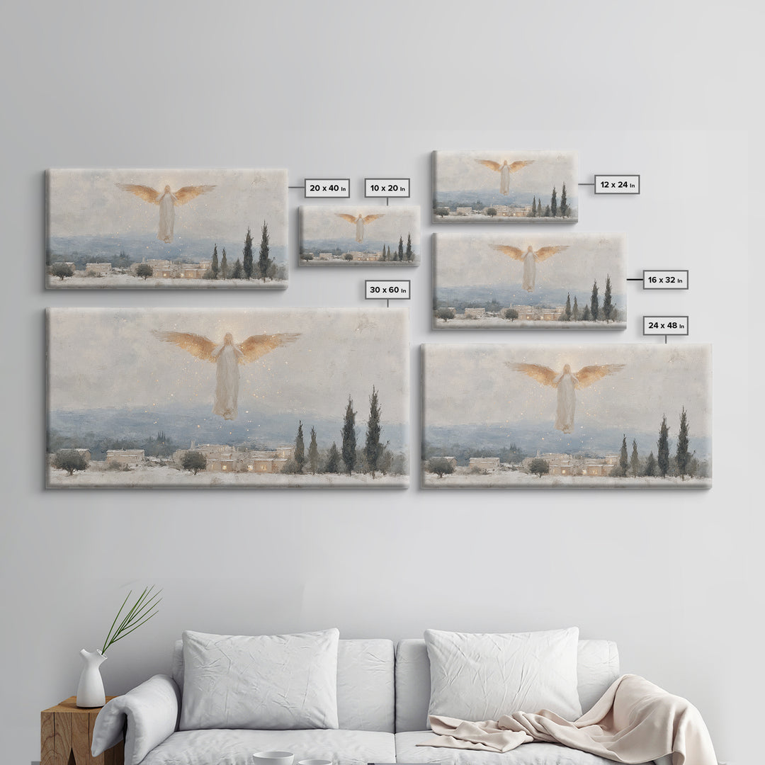 Angel’s Herald – Framed Canvas Print – Christian Christmas Art – Christmas Wall Art – Modern Christian Painting – Christian Art Gift – Chri