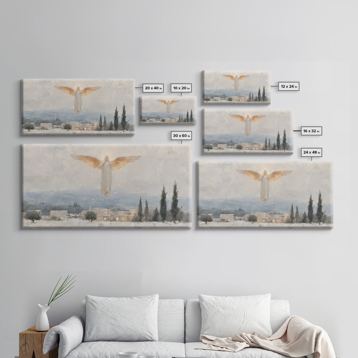 Angel’s Herald – Framed Canvas Print – Christian Christmas Art – Christmas Wall Art – Modern Christian Painting – Christian Art Gift – Chri