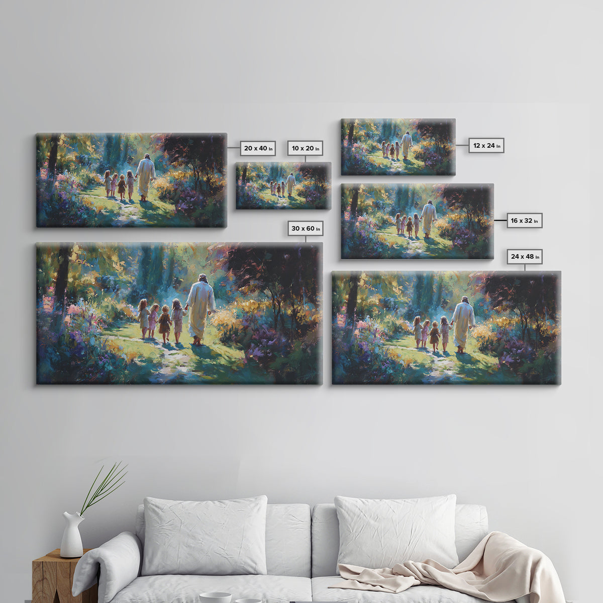 Garden Of Light | Framed Canvas Print | Christian Art Canvas | Jesus Painting | Christian Wall Art | Christmas Art