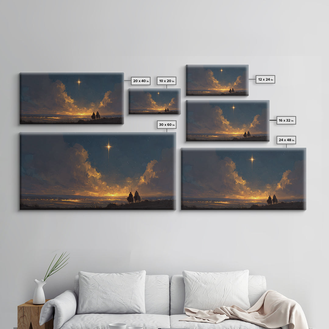 Bethlehem Star Rise, Framed Canvas Print, Christmas Wall Art, Christian Christmas Art, Jesus Christmas Art, Christian Art Canvas, Christian