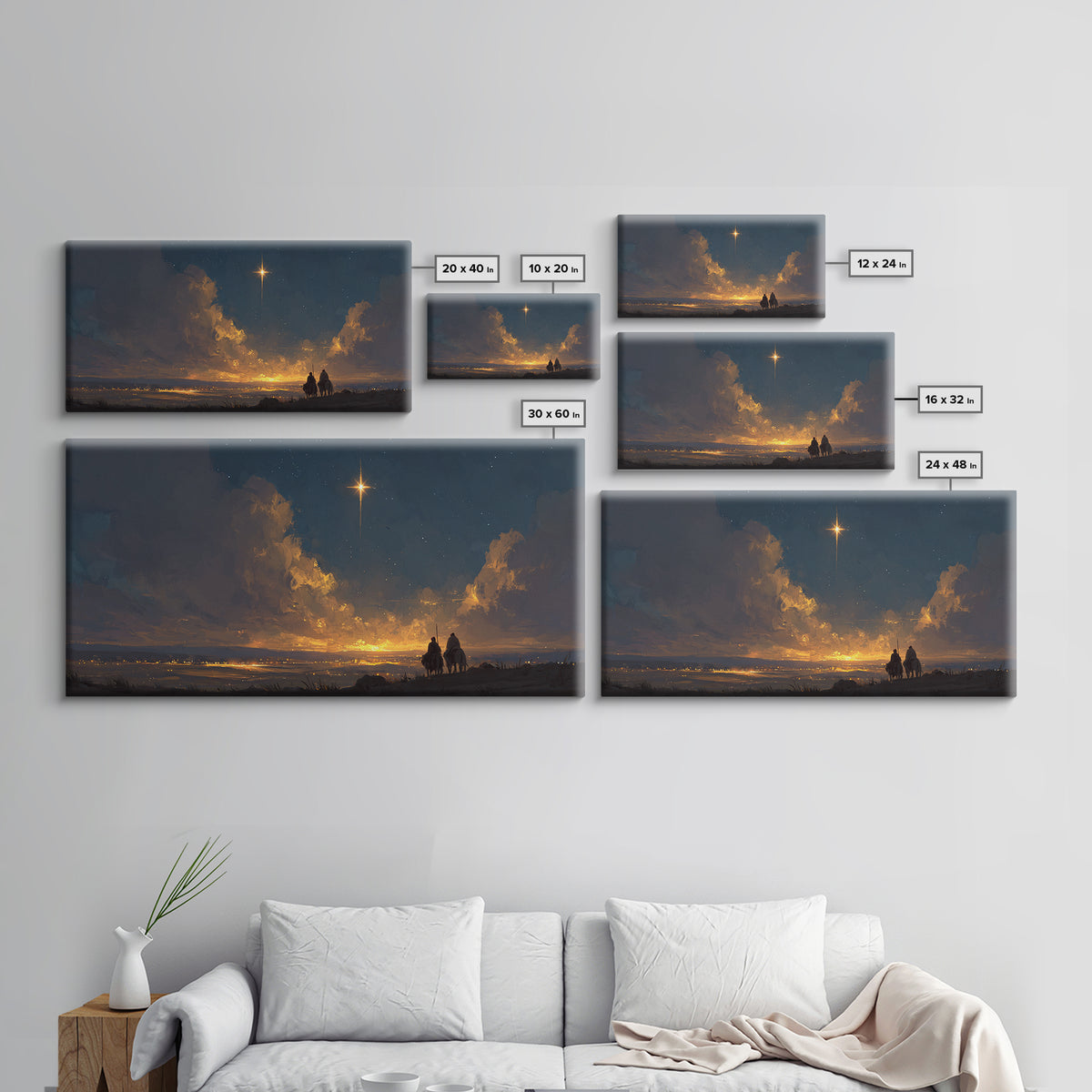 Bethlehem Star Rise, Framed Canvas Print, Christmas Wall Art, Christian Christmas Art, Jesus Christmas Art, Christian Art Canvas, Christian