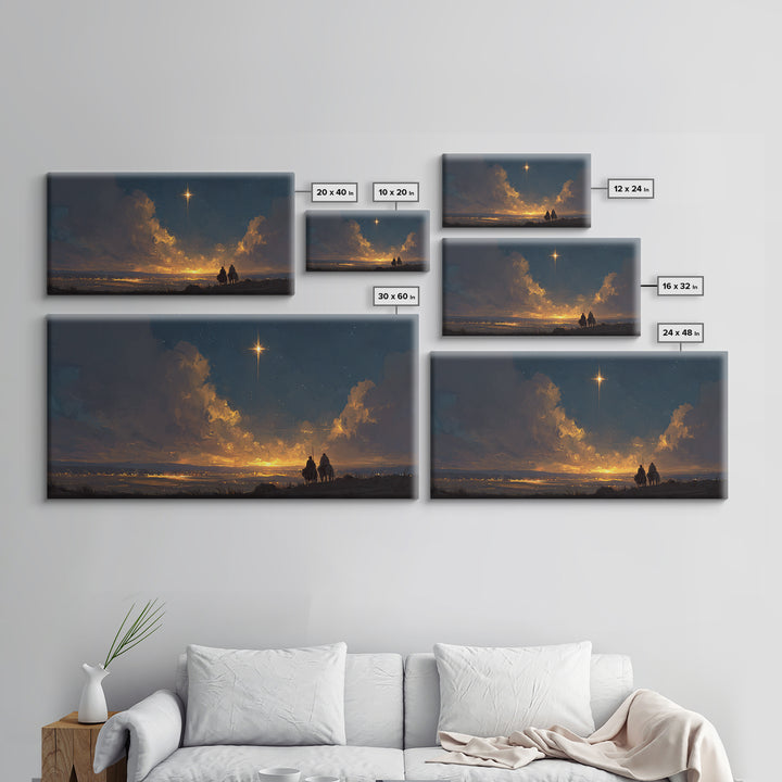 Bethlehem Star Rise, Framed Canvas Print, Christmas Wall Art, Christian Christmas Art, Jesus Christmas Art, Christian Art Canvas, Christian