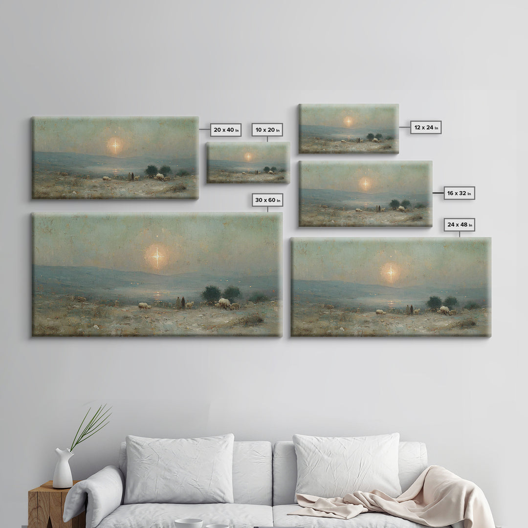Shepherds Of Dawn – Framed Canvas Print – Christian Christmas Art – Christmas Wall Art – Jesus Painting – Christian Art Canvas – Vintage Ch