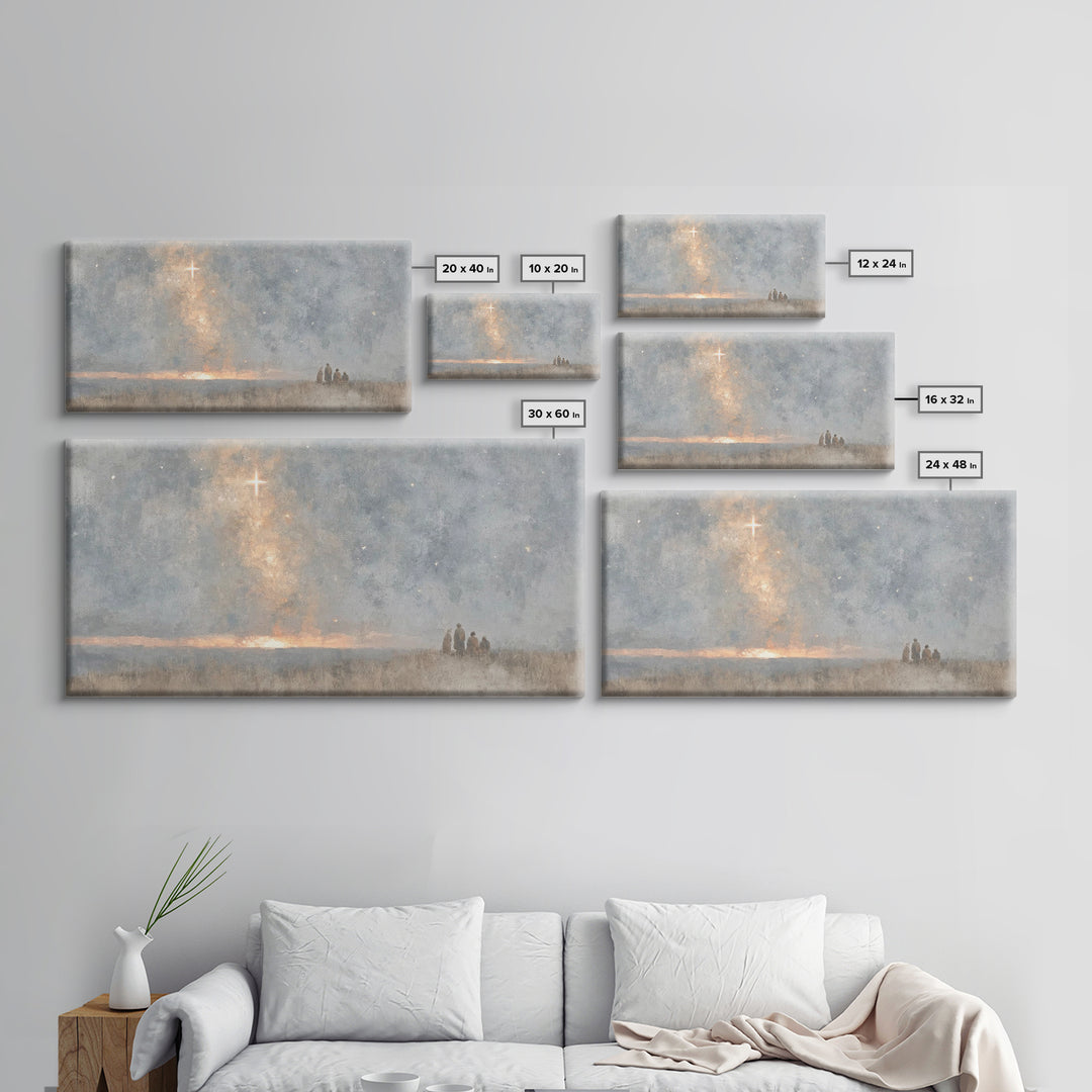 Holy Night Sky, Framed Canvas Print, Christian Christmas Art, Minimalist Christian Art, Christmas Wall Art, Christian Art Canvas, Christian
