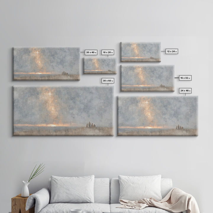 Holy Night Sky, Framed Canvas Print, Christian Christmas Art, Minimalist Christian Art, Christmas Wall Art, Christian Art Canvas, Christian