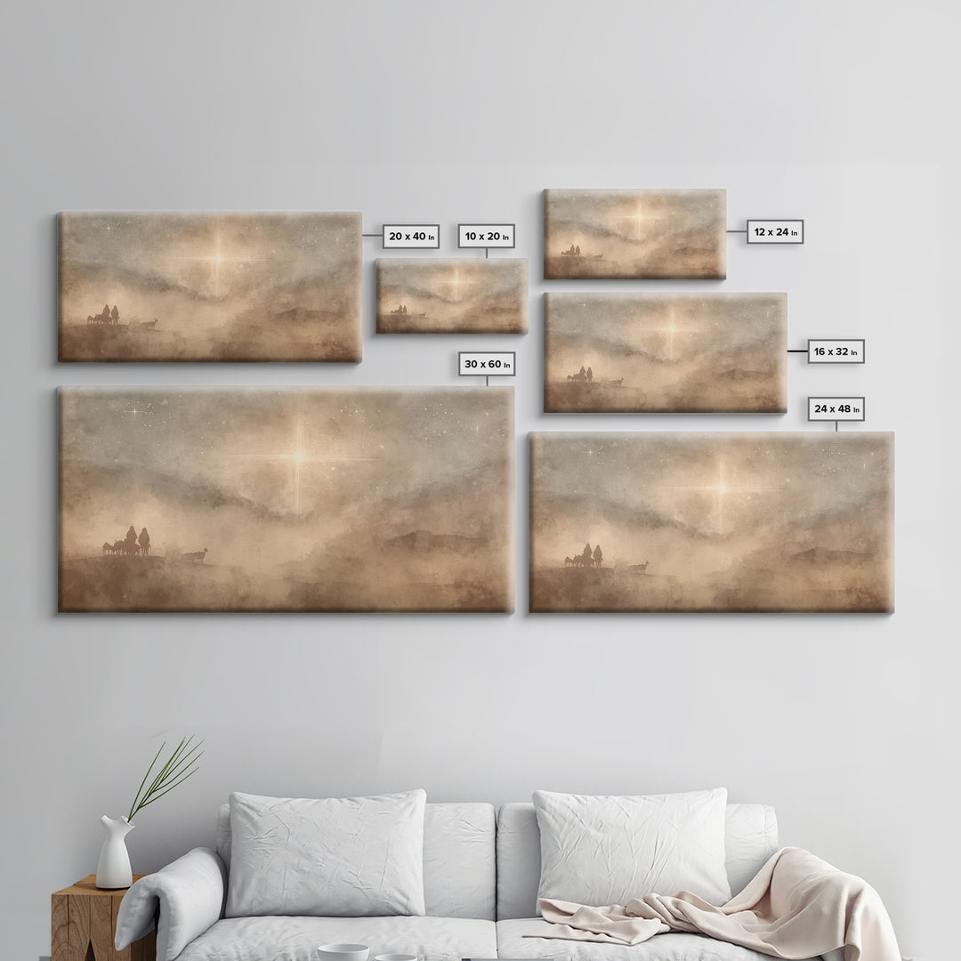 Holy Night Wonder, Framed Canvas Print, Christmas Art Prints, Christian Wall Art, Moody Christmas Art, Christian Christmas Decor, Christian