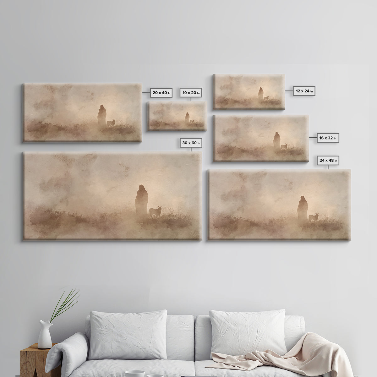 Shepherd In Stillness – Framed Canvas Print – Christian Wall Art – Minimalist Christian Art – Subtle Christian Paintings – Christian Art Wo