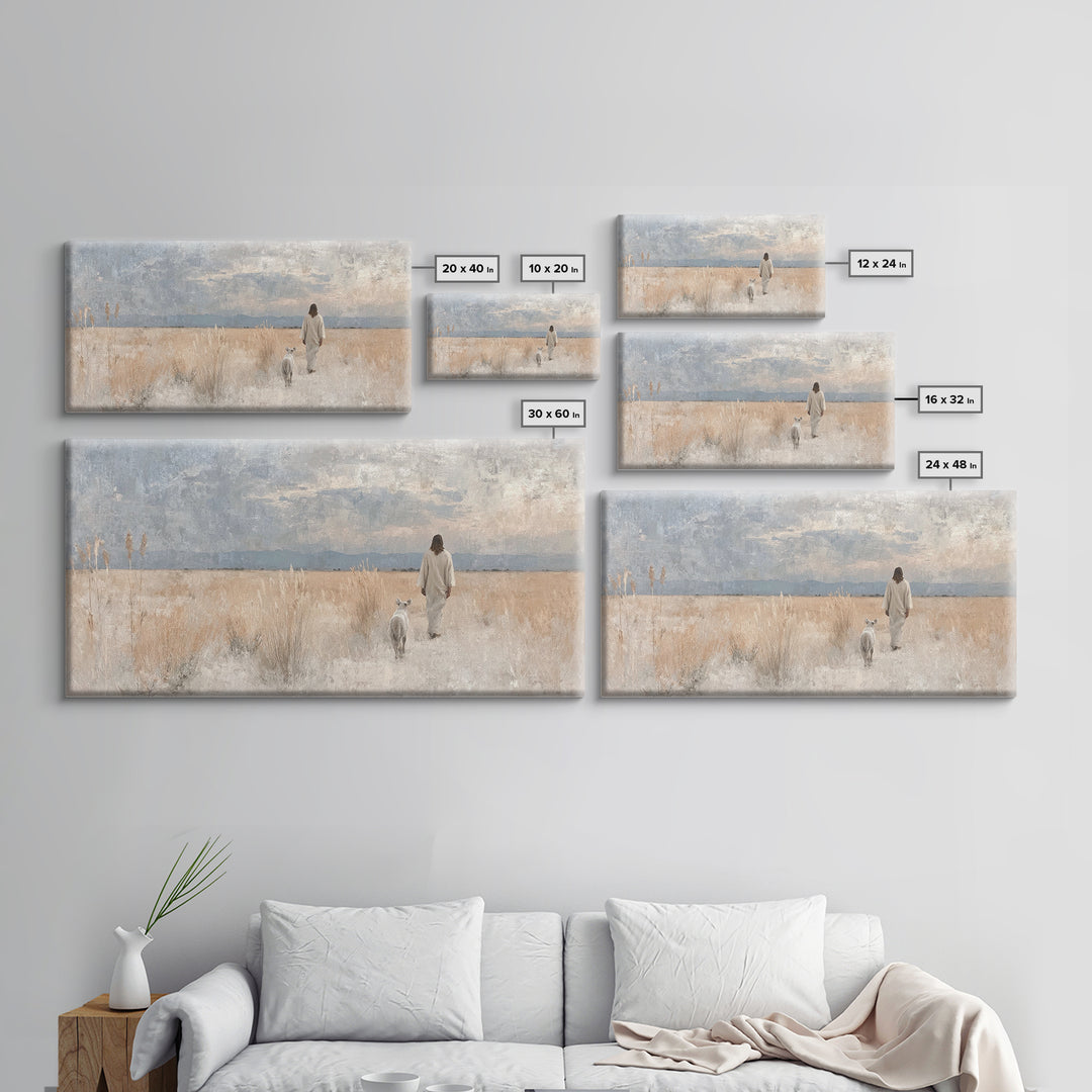 Fields Of Grace | Framed Canvas Print | Christian Art Canvas | Jesus Painting | Christian Wall Art | Large Christian Painting