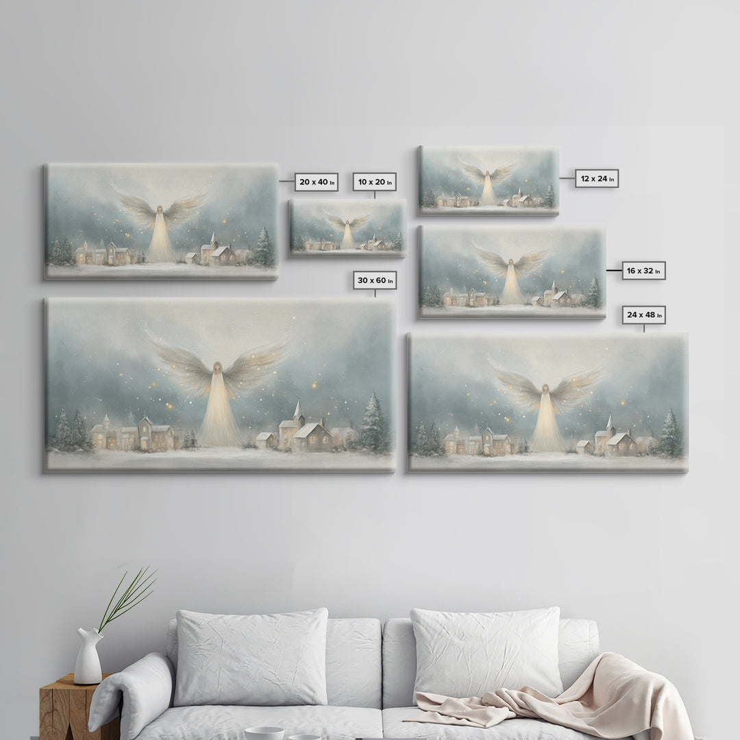Heaven’s Guardian – Framed Canvas Print – Christian Christmas Art – Christmas Art Framed – Christian Art Canvas – Subtle Christian Painting