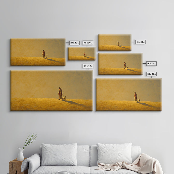 Golden Shepherd Path – Framed Canvas Print – Christian Wall Art – Jesus Painting – Christian Art Canvas – Christian Christmas Art – Christi