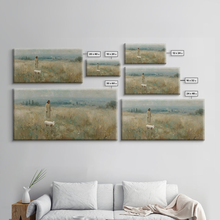 Field Of Grace – Framed Canvas Print – Christian Art Canvas – Jesus Painting – Large Christian Art – Christian Wall Art – Vintage Christian