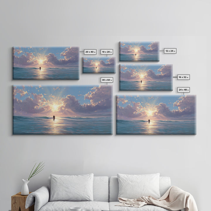 Light Upon The Waters – Framed Canvas Print – Jesus Painting – Christian Art Canvas – Christian Wall Art – Modern Christian Painting – Chri
