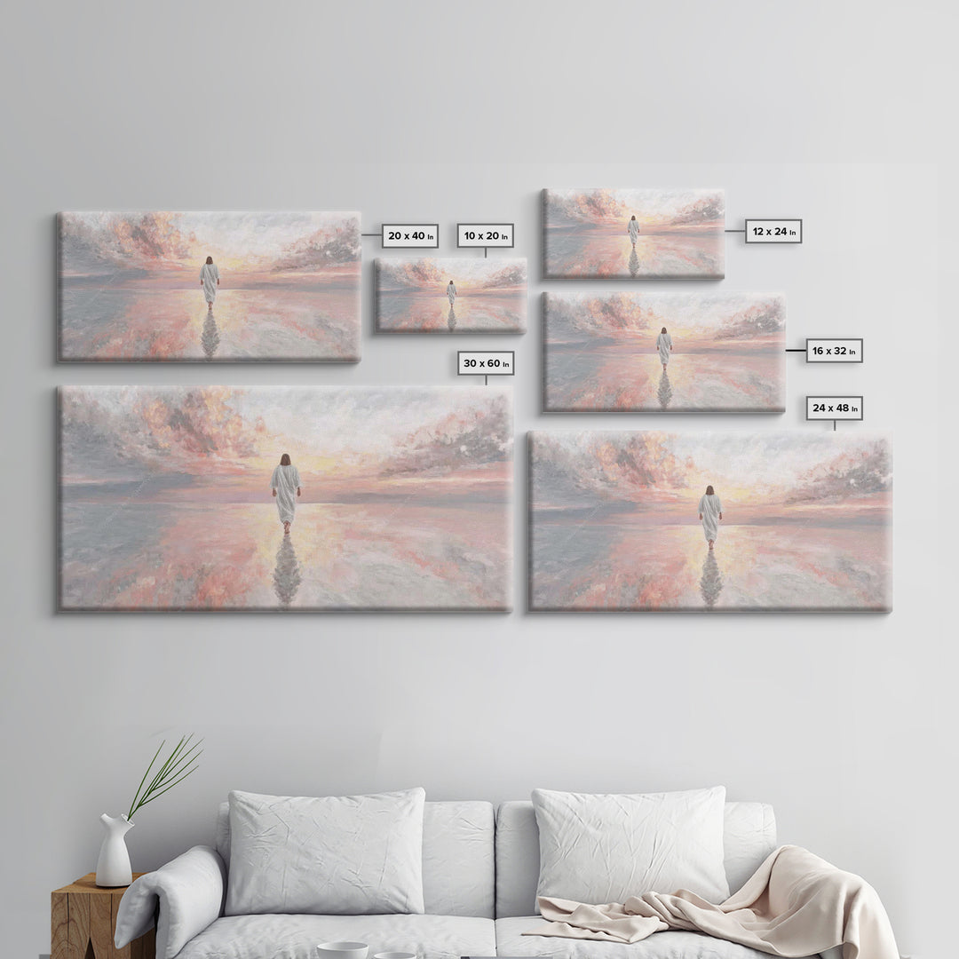 Eternal Horizon – Framed Canvas Print – Christian Art Canvas – Jesus Painting – Modern Christian Art – Christian Wall Art – Blue Christian