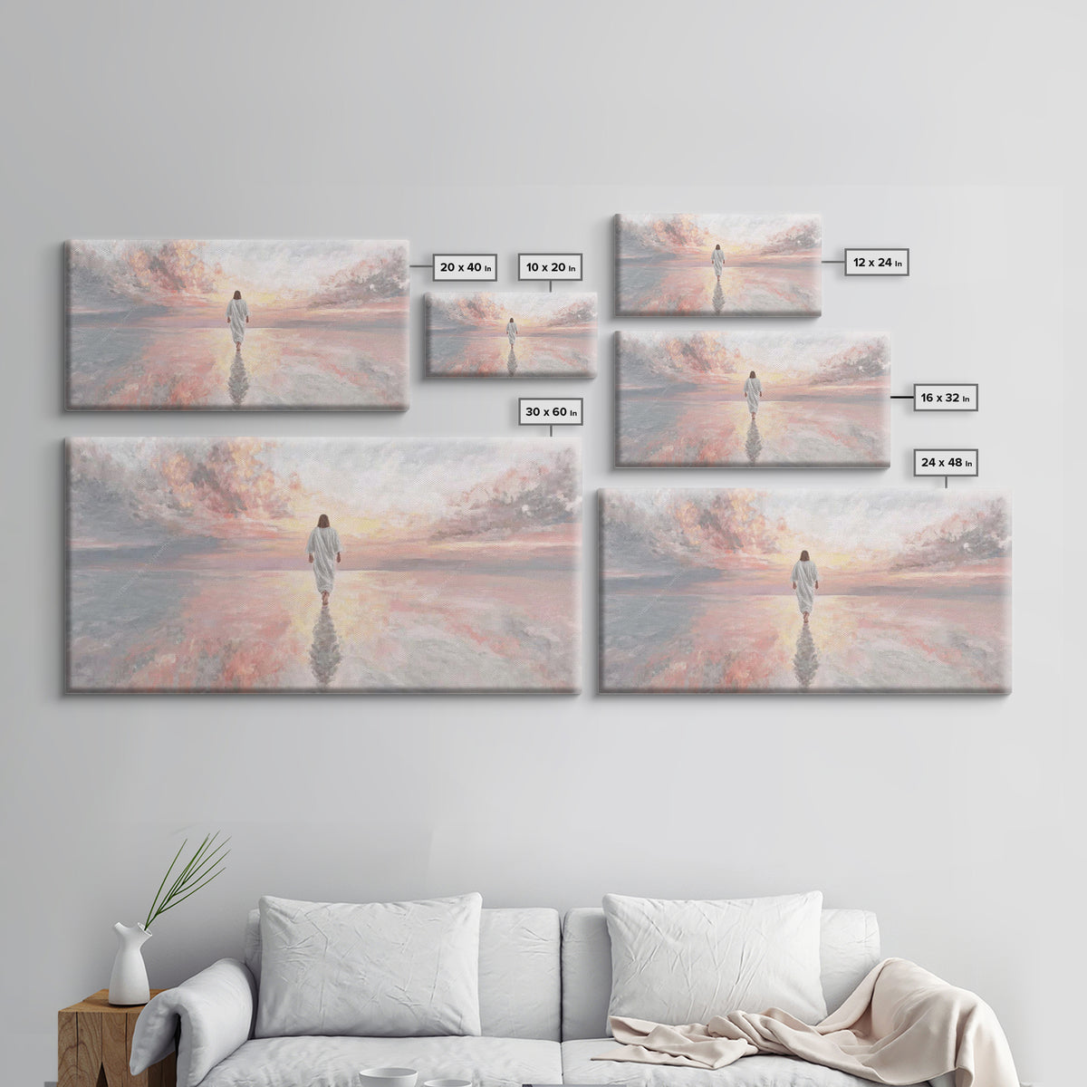 Eternal Horizon – Framed Canvas Print – Christian Art Canvas – Jesus Painting – Modern Christian Art – Christian Wall Art – Blue Christian