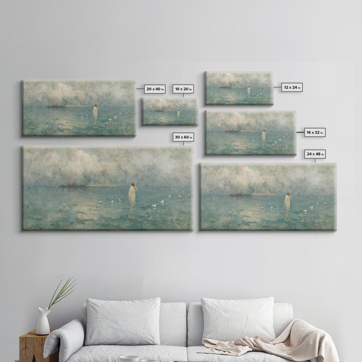 Sea Of Mercy – Framed Canvas Print – Christian Art Canvas – Jesus Painting – Modern Christian Art – Blue Christian Art – Christian Wall Art