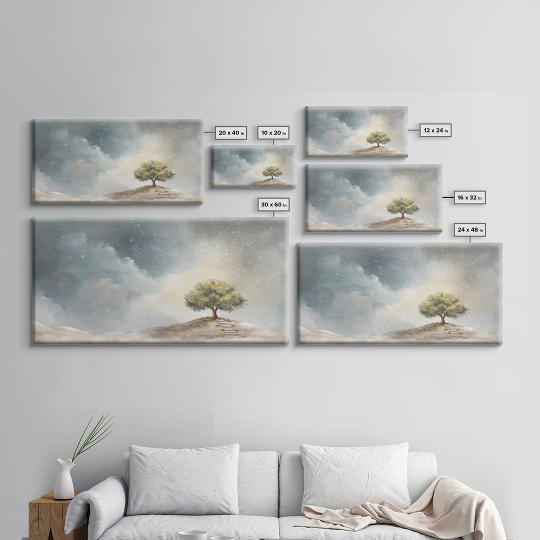 Starlit Ascent – Framed Canvas Print – Christian Christmas Art – Christmas Wall Art – Christian Art Canvas – Christian Art Print – Modern C