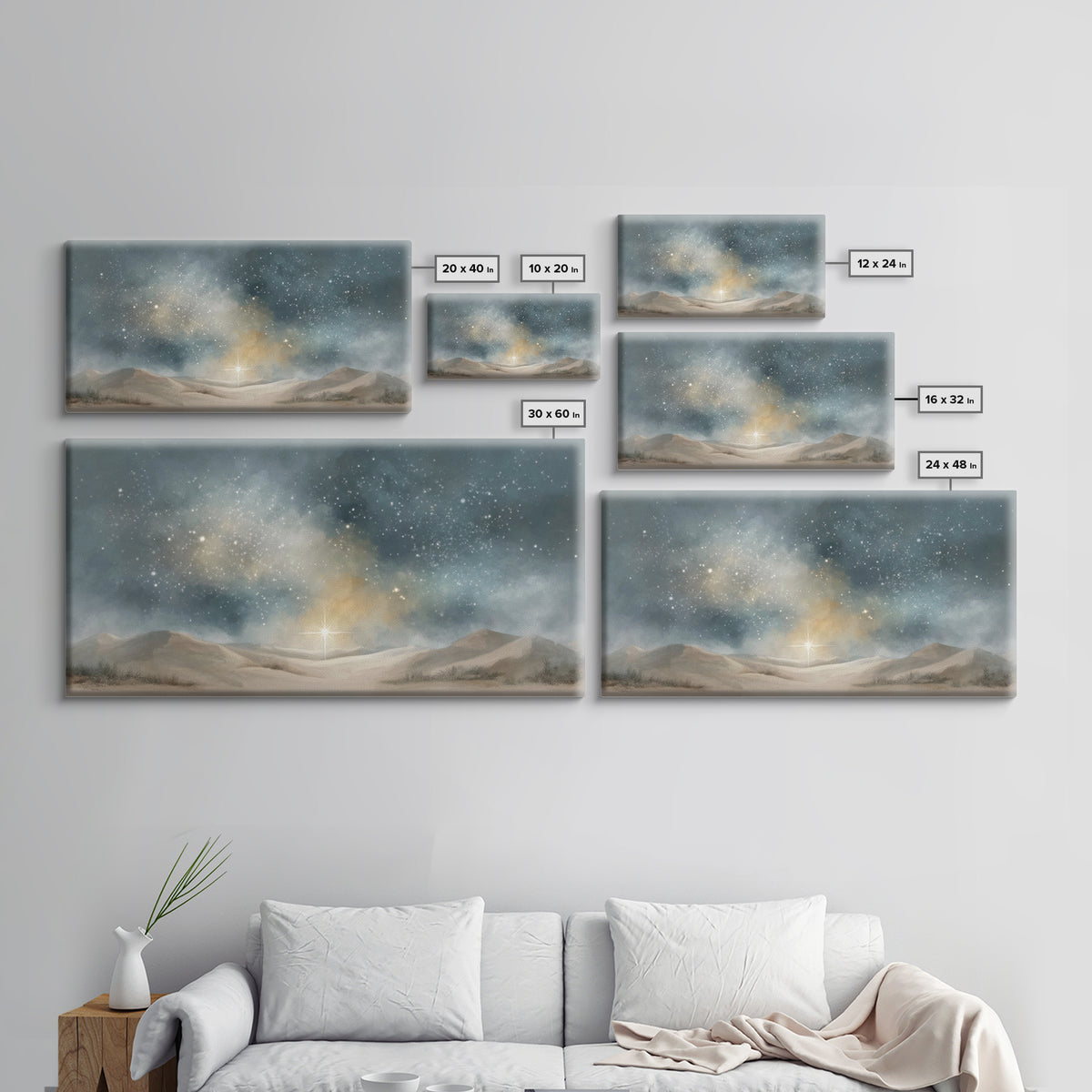 Heavenly Light, Framed Canvas Print, Christian Wall Art, Christmas Art, Christian Art Canvas, Jesus Painting, Christian Christmas Art