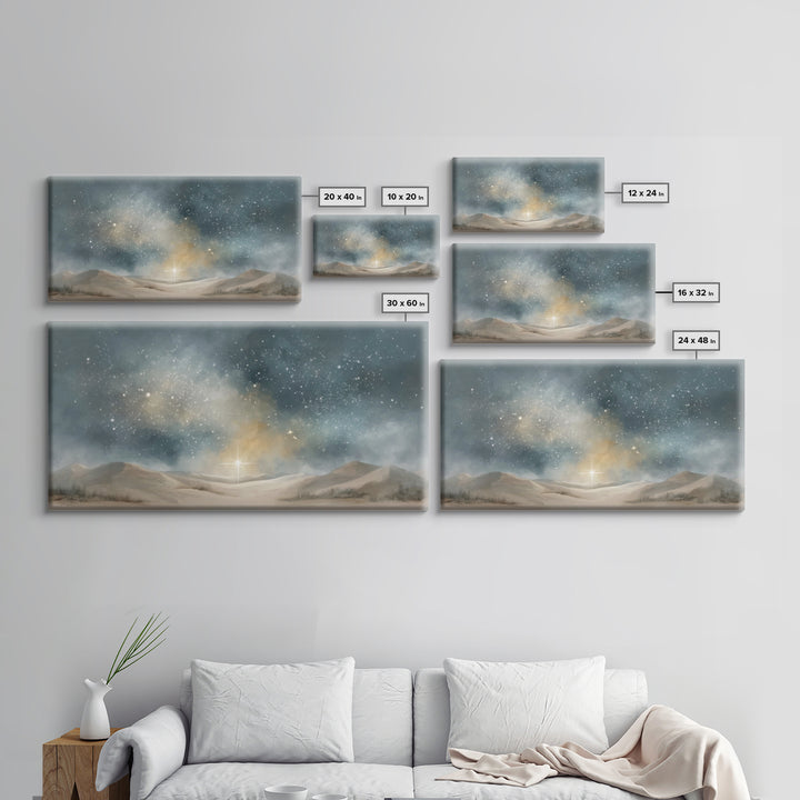 Heavenly Light, Framed Canvas Print, Christian Wall Art, Christmas Art, Christian Art Canvas, Jesus Painting, Christian Christmas Art