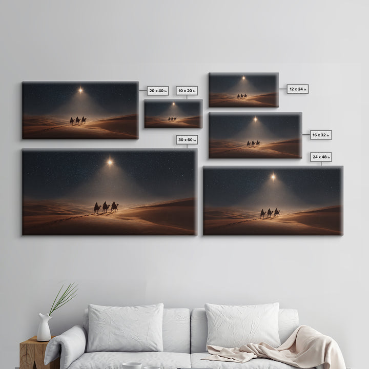 Desert Star Path, Framed Canvas Print, Christmas Art, Christian Art Canvas, Christian Christmas Art, Christian Wall Art, Jesus Painting