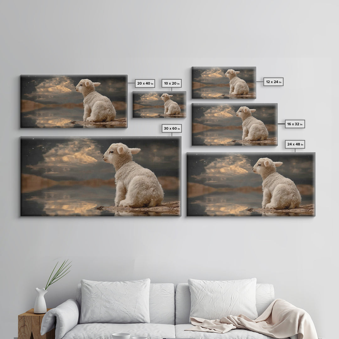 Lamb Of Peace, Framed Canvas Print, Christian Wall Art, Christian Art Canvas, Christian Christmas Art, Christmas Art, Jesus Art Print