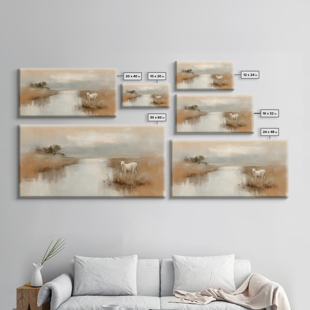 Quiet Meadow Grace, Framed Canvas Print, Christian Wall Art, Christian Art Canvas, Jesus Painting, Christian Christmas Art, Christian Decor